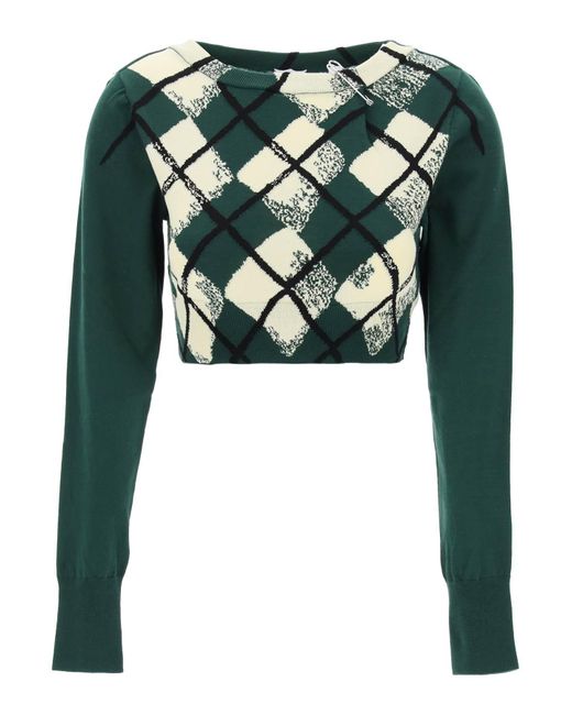 Burberry Green "Cropped Diamond Muster Pullover