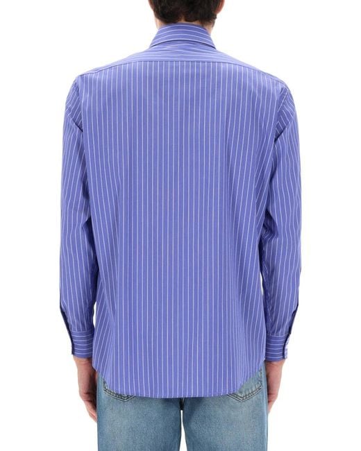 No Problemo Blue Camicia Con Logo for men