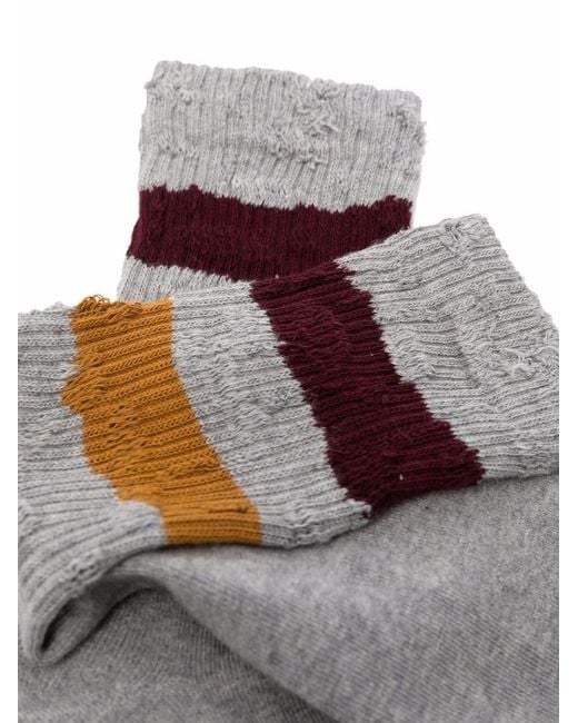 Golden Goose Deluxe Brand Gray Socks High Rib/Stripes/Ripped
