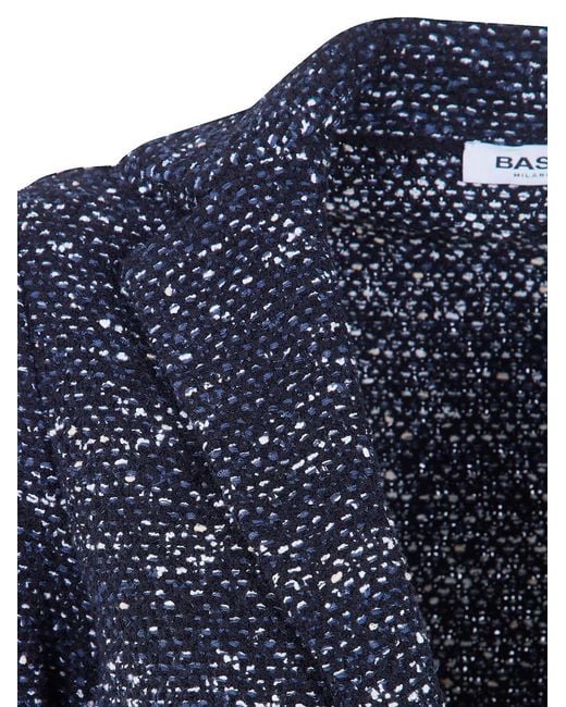 Base London Blue Cotton Blend Single Breasted Jacket