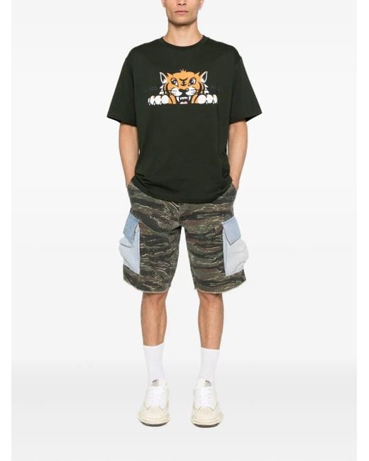 Happy Tiger Cotton T Shirt KENZO de color Black
