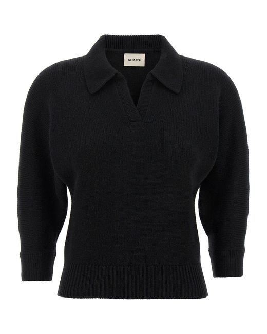 Khaite Black 'Herve' Polo Shirt