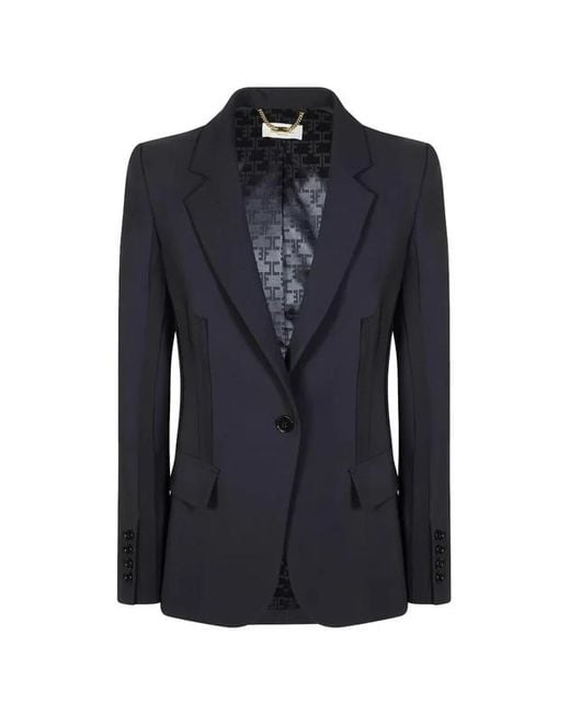 Elisabetta Franchi Blue Raw Cut Jacket
