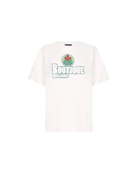 Boutique Moschino White Cotton Logo T-shirt
