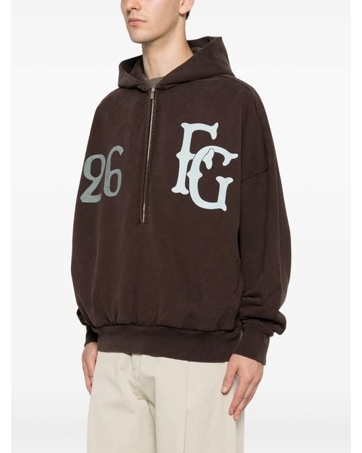 Fear Of God Brown "Baseball Club" Half Zip Hoodie
