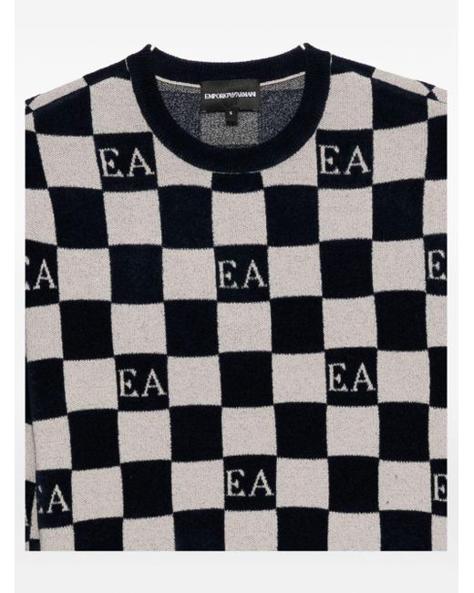 Suéter de cuello de tripulación de cheque de Emporio Armani de color Black