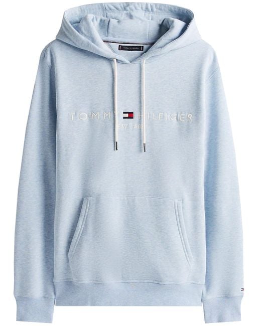 Tommy Hilfiger Blue Felpa Con Cappuccio E Logo Ricamato