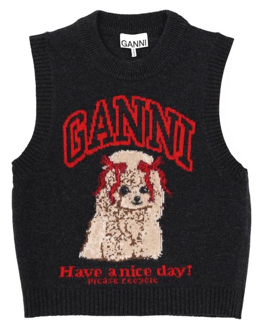 Ganni Black Wool Jersey