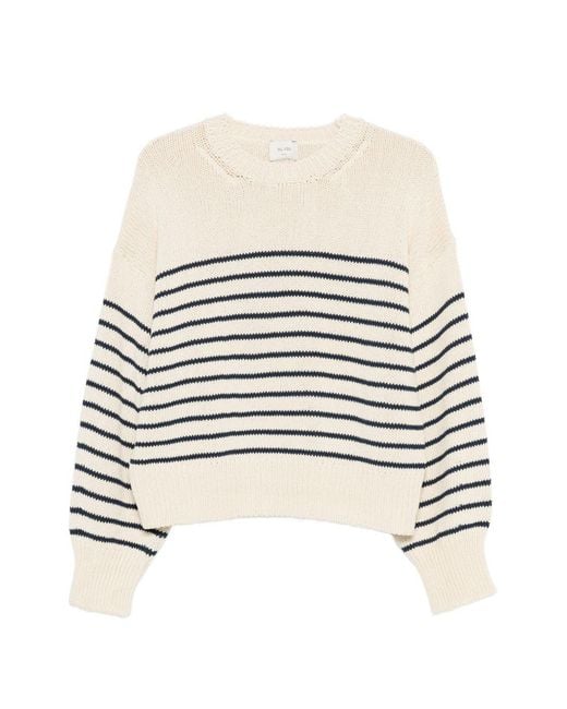 Alysi White Cotton Crewneck Sweater