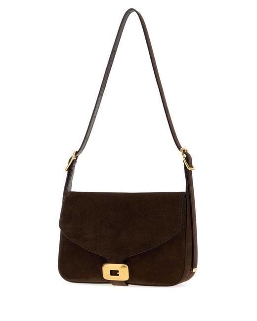Balenciaga Black Dark Suede Medium Clicca Shoulder Bag