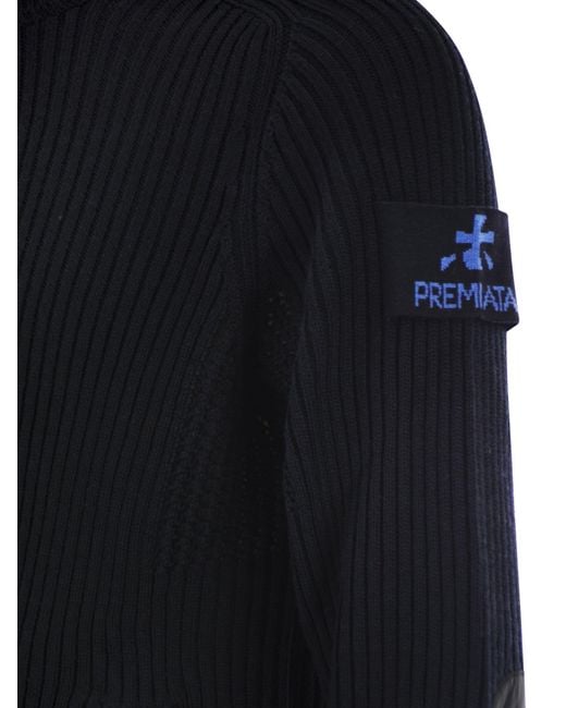 Premiata Blue Wool Cardigan With Zip for men