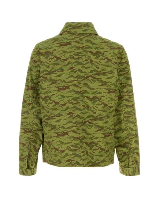 Paltò Green Printed Cotton Blend Dante Jacket for men