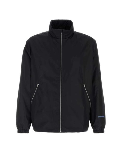 Jil Sander Black Zip-Up Jacket With Logo Print for men