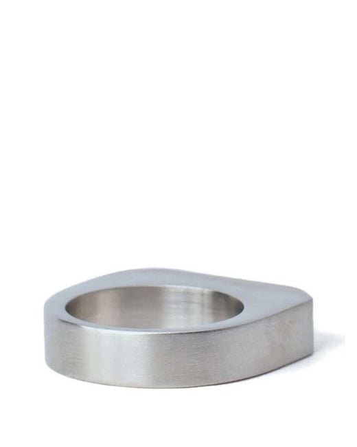 Rick Owens Gray Brushed Rectangular Ring