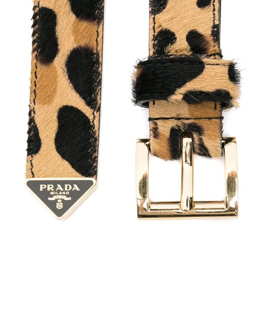 Prada White Leopard-Panel Belt