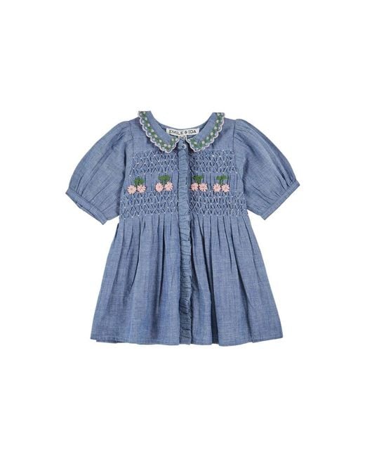 Emile Et Ida Blue Vestito Con Fiorellini