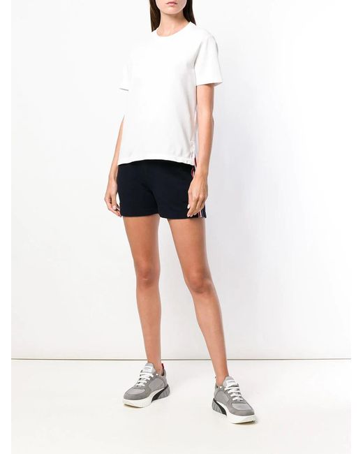 Thom Browne White Relaxed Fit Short Sleeve Tee W/ Center Back Rwb Stripe