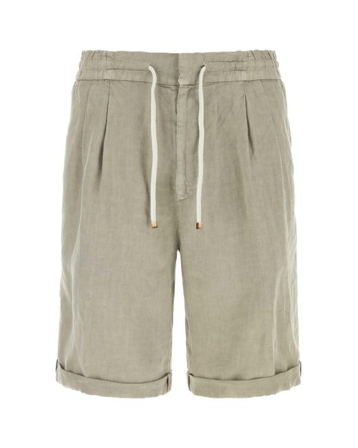Brunello Cucinelli Gray Dove Linen Bermuda Shorts for men