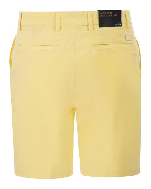 Boss Yellow Stretch Cotton Chino Shorts for men
