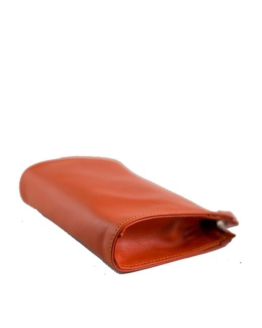 LA ROSE Orange Minimal Leather Make Up Bag