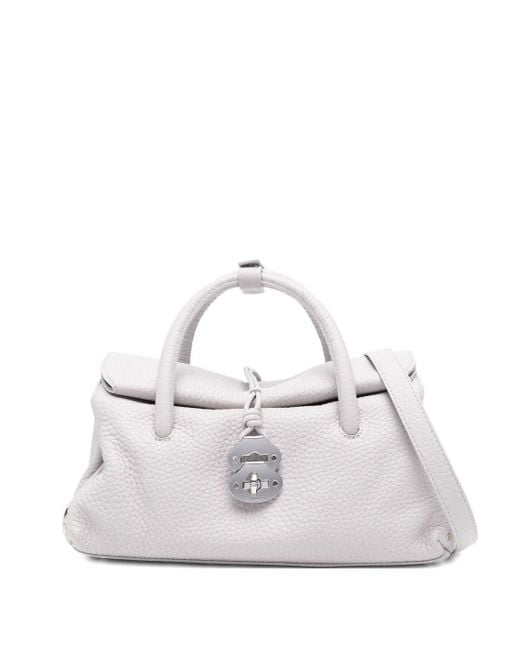 Zanellato White Dotta Centauro Small Leather Handbag