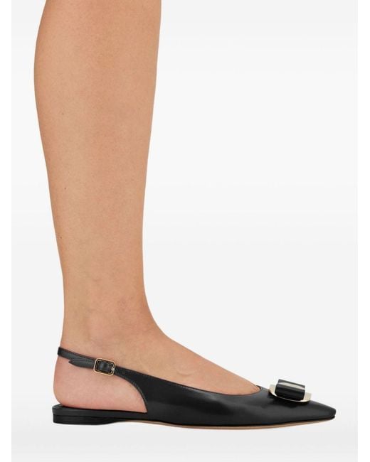 Ferragamo Black Leather Slingback Pumps