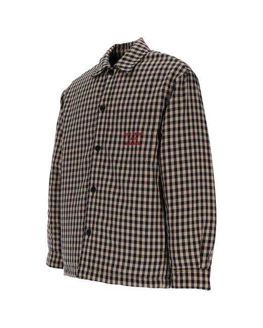 Drole de Monsieur Gray Check Overshirt With Slogan