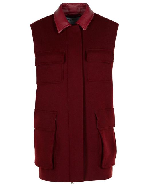 Max Mara Red Aeroso 1234 'lange Weste in Wolle, Alpaka und Kirsch Cachemire