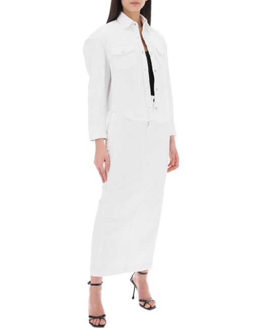 Garde-robe.NYC Jupe de colonne denim avec un mince Wardrobe NYC en coloris White
