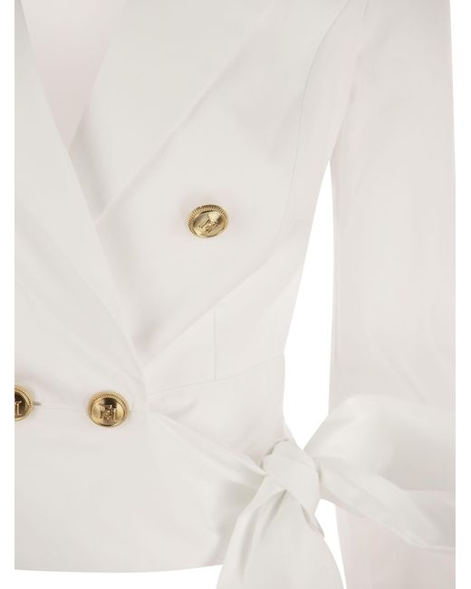 Elisabetta Franchi Katoenen Shirt Met Sjerp in het White
