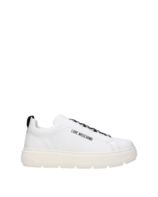 Love Moschino Women's White Sneakers Donna Pelle Bianco