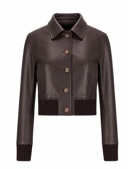 LA ROSE Brown Leather Jacket Nappa