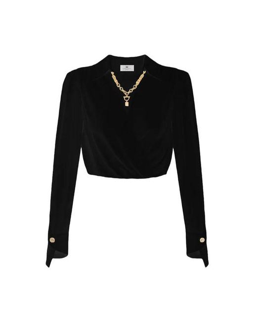 Camisa con detalle de joya Elisabetta Franchi de color Black