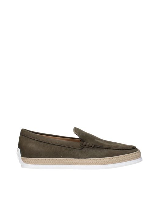Tod's Green Slip On Uomo Camoscio Verde/Fieno