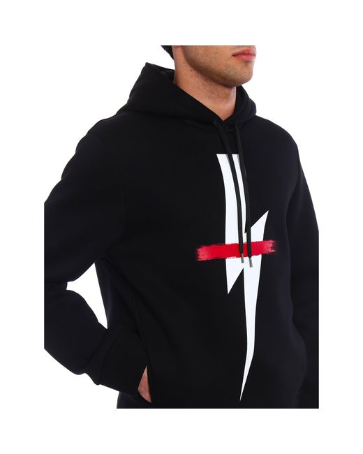 Neil Barrett Black Logo Hooded Sweatshirt for men