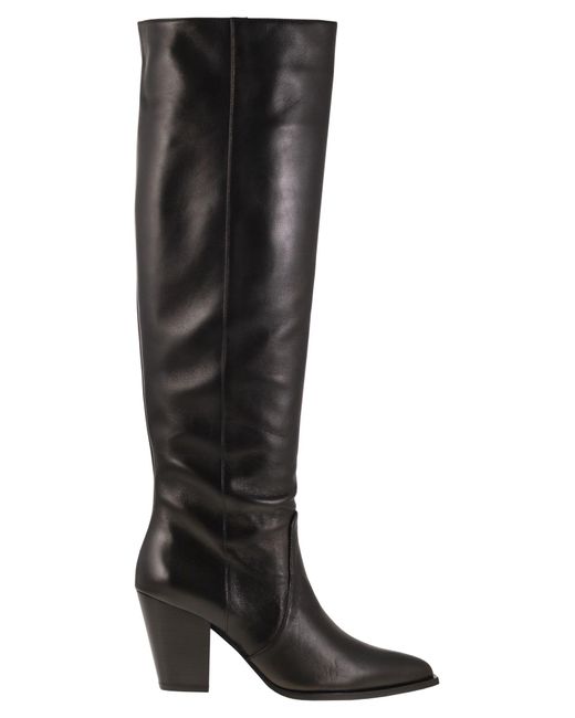 Stuart Weitzman Black Jolene Lederstiefel