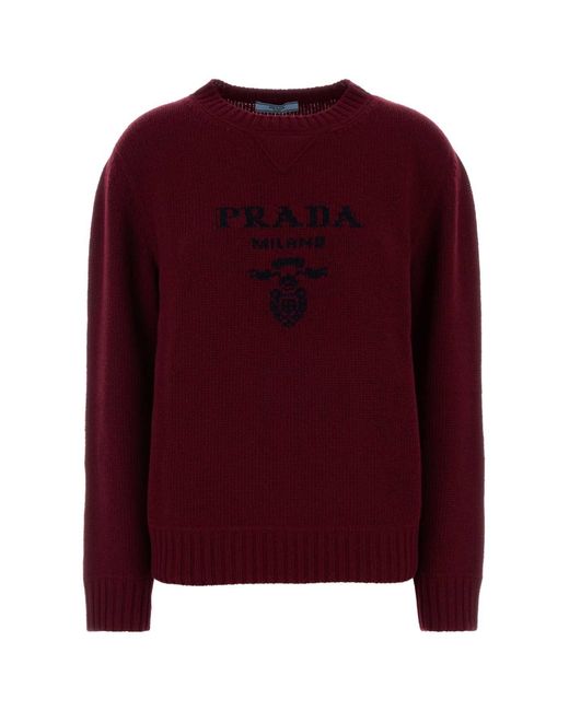 Prada Red Burgundy Wool Blend Sweater
