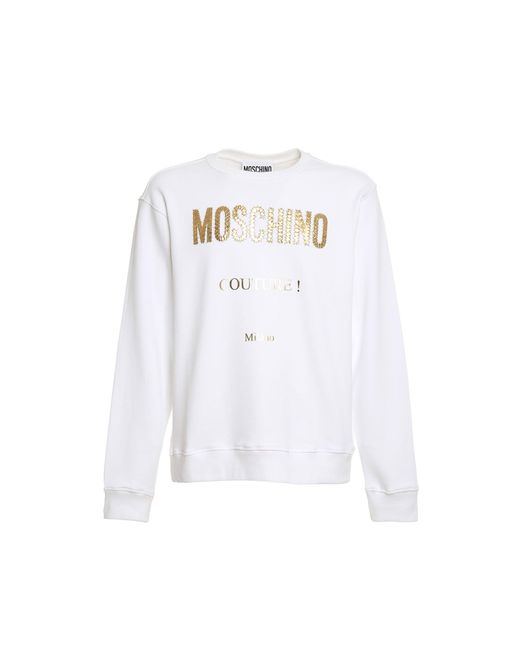 Moschino Couture White Cotton Logo Sweatshirt for men