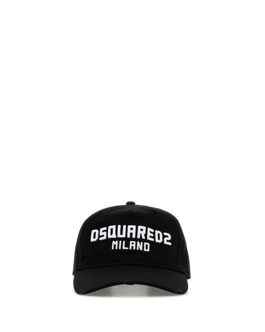 DSquared² Black Dsquared Cotton Baseball Cap for men