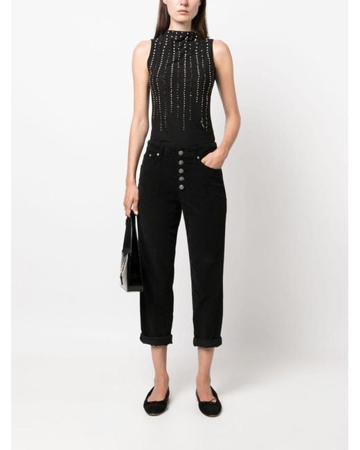 Dondup Black Koons Button-Fly Cropped Trousers