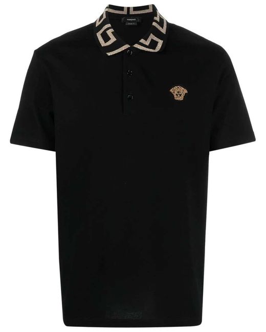 Versace Black Greca Polo Short Sleeve