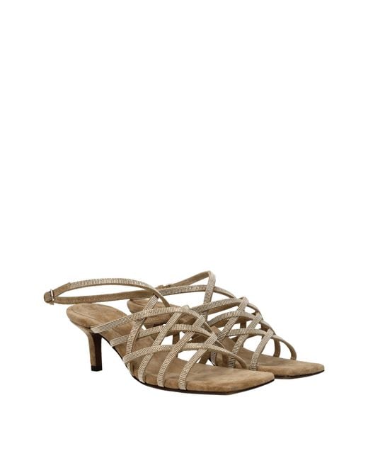 Brunello Cucinelli Metallic Sandals Suede