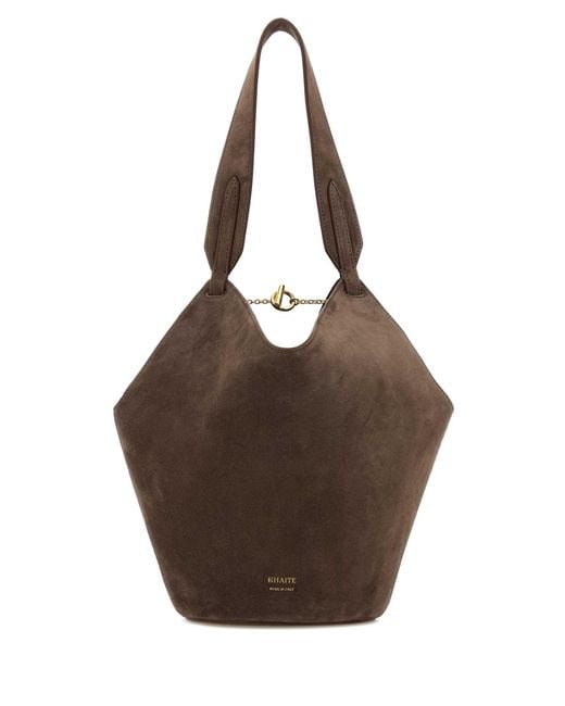 Khaite Brown Mud Suede Mini Lotus Shoulder Bag