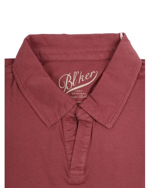 Bl'ker Red Polo Manica Corta Hamptons Senza Bottoni Jersey