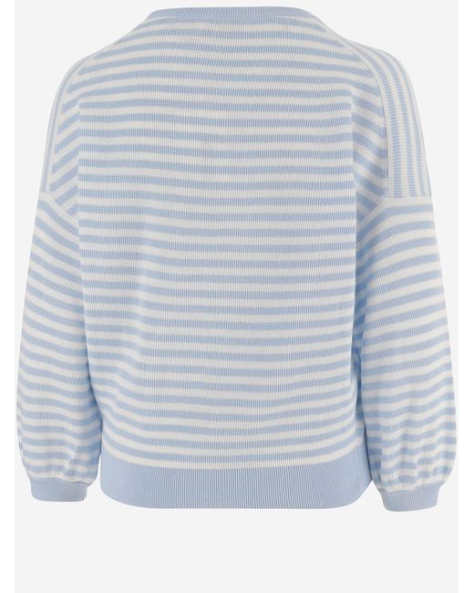 Bruno Manetti Blue Cotton Striped Knit