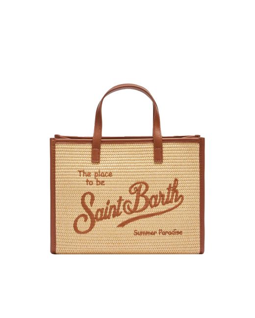 BORSA A MANO VIVIAN MIDI BEIGE EFPETTO PAGLIA Mc2 Saint Barth en coloris Metallic