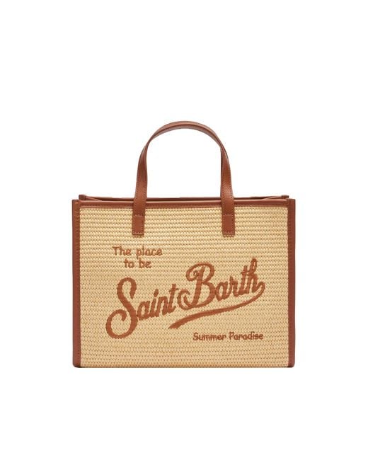 Mc2 Saint Barth Metallic Borsa A Mano Vivian Midi Effetto Paglia