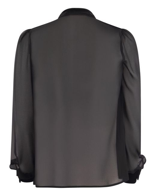 Elisabetta Franchi Viscose Shirt Met Fluweel Plastron in het Black