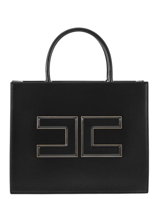 Elisabetta Franchi Medium Shopper Met Logo -plaque in het Black