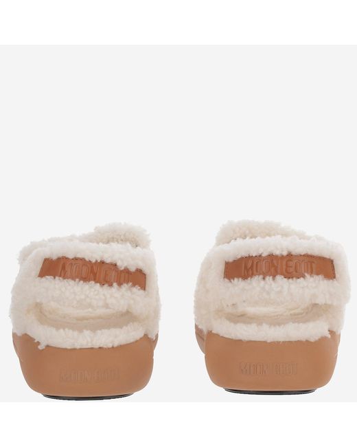 Moon Boot White Shearling-Sandalen mit dicker Sohle